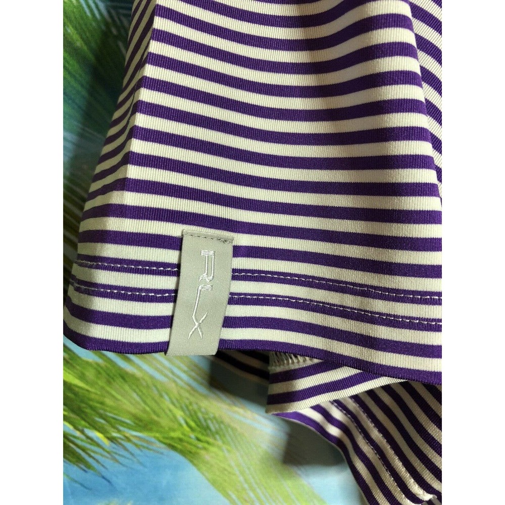 Ralph Lauren RLX Men's Polo Shirt Stripe Purple And White Size XL - Picture 2 of 7